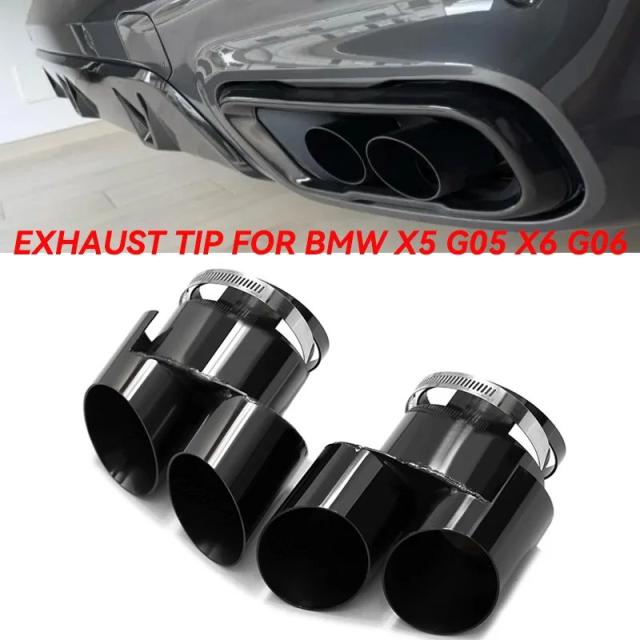 BMW G05 X5 G06 X6 専用 溶接不要 カット不要 ステンレス製 クワッドエキゾーストチップ マフラーノズル テールパイプ 輸入品