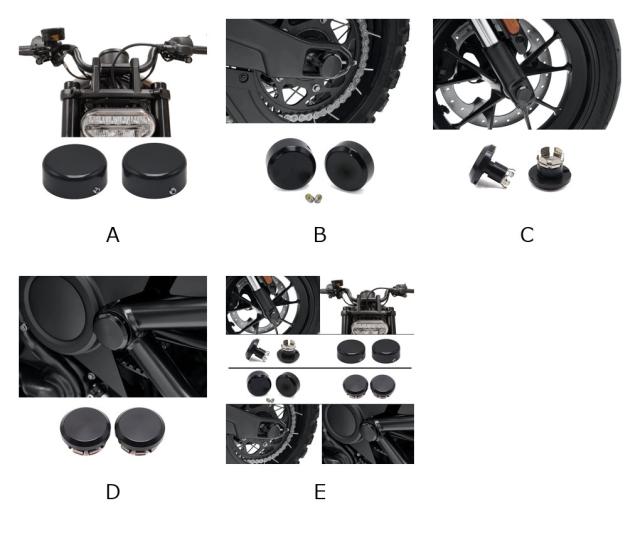 ハーレースポーツスターS 1250 RH1250S用 アクセサリー フロントリアアクスルナットカバーキット アッパーフォークステムカバー 輸入品_1