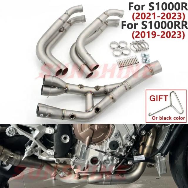 リアルピクチャー スリップオン マフラー フロントパイプ モトクロス フルシステム ステンレス鋼 対応 S1000RR 2019-2023 S1000R 2021-2023 輸入品