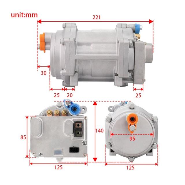 A/C 12V 24V 48V 電動コンプレッサーセット 自動車 トラック バス ボート トラクター 整備工場 エアコン用 輸入品_7