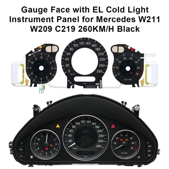 メルセデスW211 W209 C219用 260km/h 白色メーター EL冷光インパネ ホワイト/ブラック 輸入品_11
