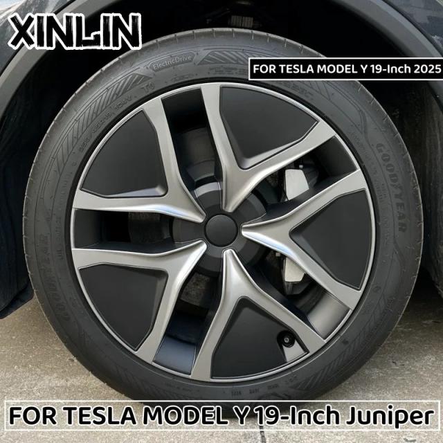 4個セット 19インチ ジュニパー 2025 ホイールハブキャップ 車用交換ホイールカバー 自動車ハブキャップ フルリムカバー Tesla モデルY アクセサリー 輸入品