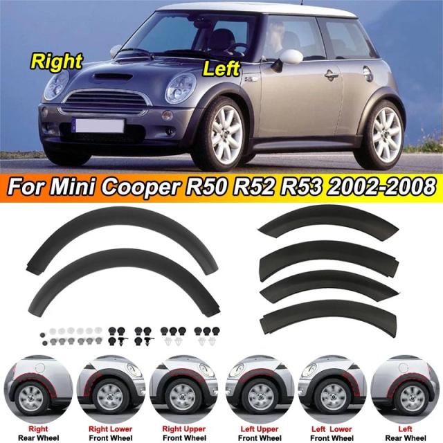 BMWミニクーパー R50 R52 R53 用 フロント/リア フェンダーアーチ アイブロートリム スプラッシュガード 2002-2008 モデル 品番 51131505864 51131505868 輸入品