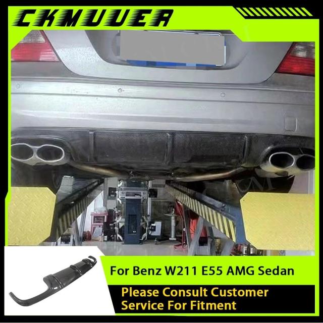 CKMUUER メルセデスベンツ W211 E55 AMG セダン 2002-2006 用 カーボンファイバー リアディフューザーリップ リアバンパー スポイラー ボディキット 輸入品