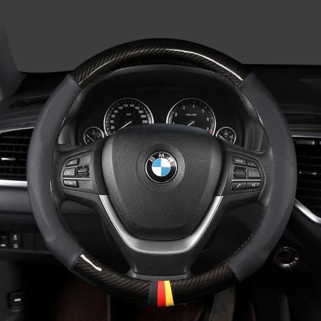 カーボンファイバーレザー 車用ステアリングホイールカバー 38cm BMW X1 X2 X3 X4 E84 F84 F39 E83 F25 G01 F97 F26 G02 F98 対応 自動車アクセサリー 輸入品_3