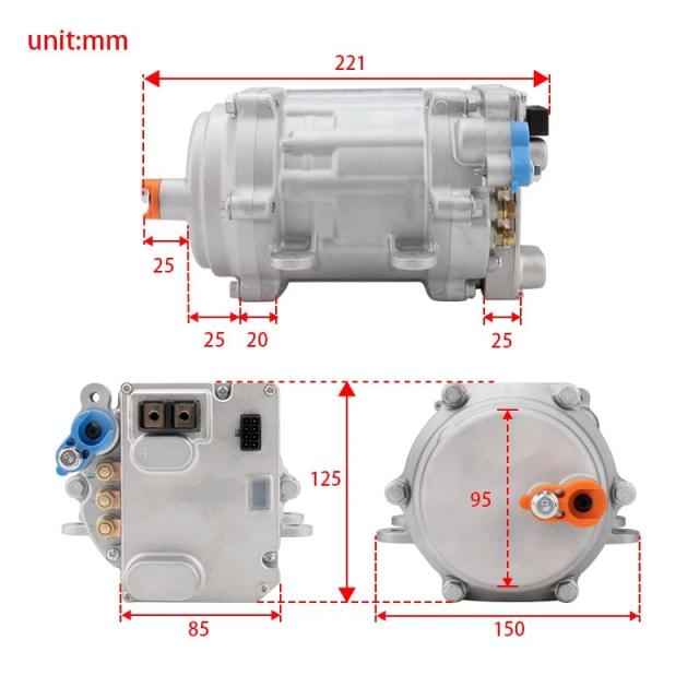 A/C 12V 24V 48V 電動コンプレッサーセット 自動車 トラック バス ボート トラクター 整備工場 エアコン用 輸入品_9