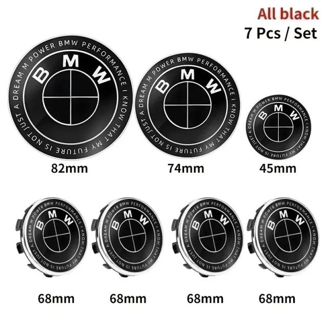 BMW E28 E32 E43 E52 E53 E63 E64 E93 E94 E87 F10 F20 F30 用 7個セット 45mm 68mm 74mm 82mm フロントフードエンブレム リアトランクバッジ 車用ロゴマーク 輸入品_4