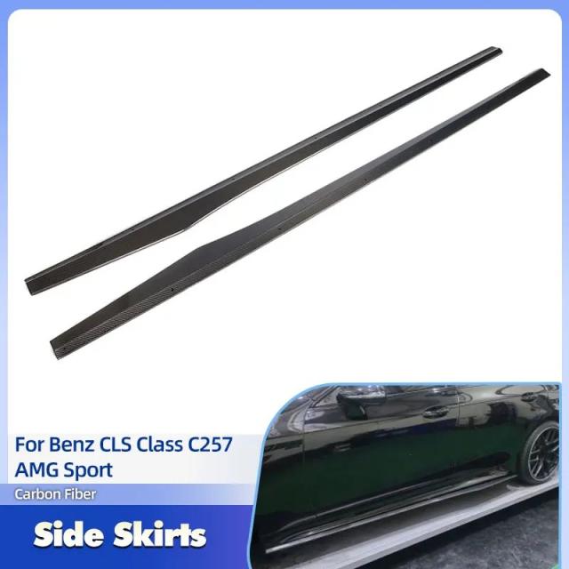 メルセデス・ベンツ CLSクラス C257 AMGスポーツ 用 カーボンファイバー サイドスカート エクステンション ドアバンパー アプロン リップ 2018 2019 輸入品