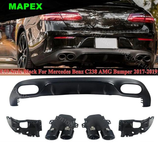 メルセデスベンツ C238 Eクラス 2017-2019 用 リアバンパーディフューザーリッププロテクター エキゾーストチップ付 輸入品_7