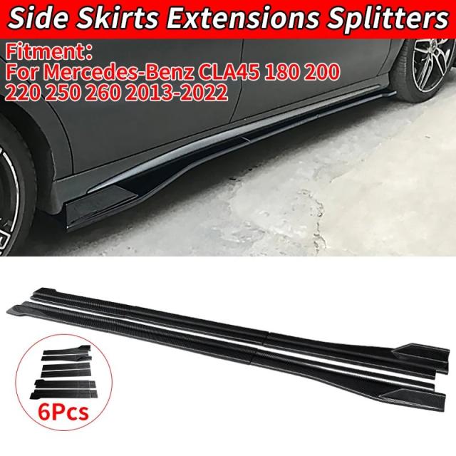 メルセデス・ベンツ CLA45 180 200 220 250 260 用 サイドスカート (2013-モデル) エクステンション スプリッター ウィングレット サイドウィング バンパーリップ カーボン調 輸入品