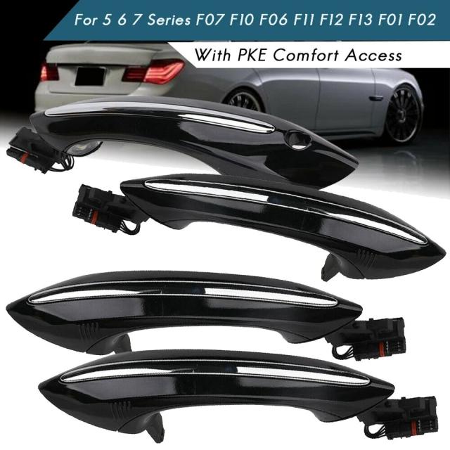 BMW 5・6・7シリーズ（F01 F02 F06 F07 F10 F11 F12 F13）用 4Xブラック コンフォートアクセス ドアハンドルセット 品番：51217231931 輸入品