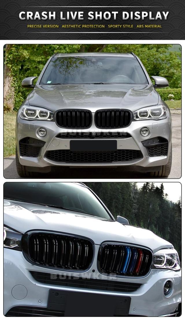 フロントボンネットキドニーグリル バンパー ブラックデュアルグリル 交換パーツ カーパーツ BMW F15 X5 F16 X6 2014-2017 適合 輸入品_16