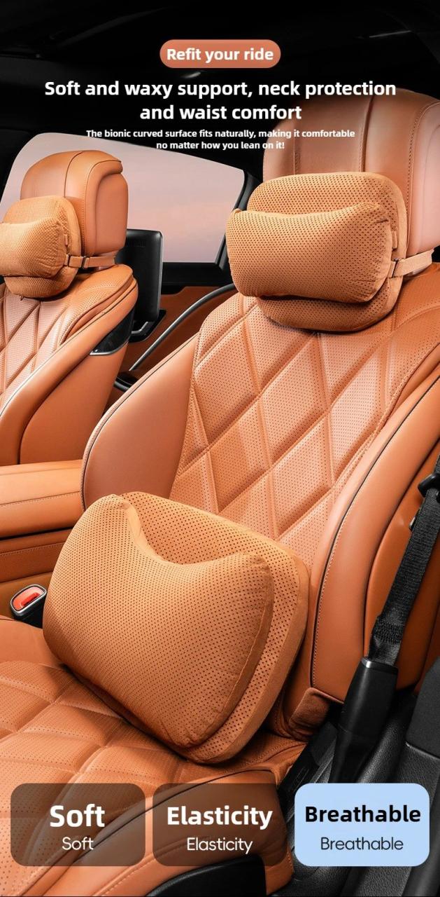 シェビー・クルーズ/スパーク/ソニック/カマロ/ボルト/ボルトEV/トラックス 専用 スエードヘッドレスト ネックピロー シート 腰 クッション ウエストピロー 輸入品_7