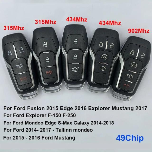 フォード フュージョン エクスプローラー エッジ マスタング モンデオ クーガー 2013-2017 年式対応 スマート リモートキー ID49チップ 315/434/902MHz キーレスゴー 輸入品