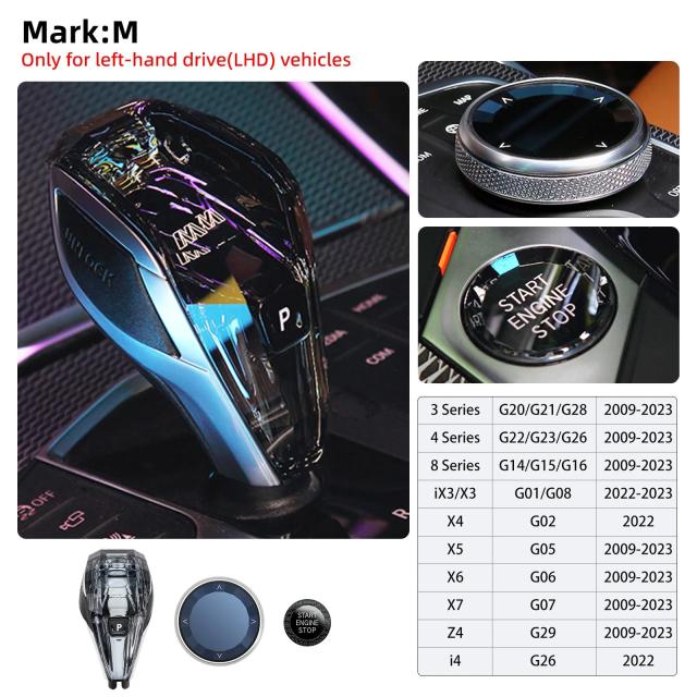 BMW G20 G22 G26 G14 Z4 G29 X3 G01 X4 G02 X5 G05 X6 G06 X7 G07 用 クリスタル 3ピース シフトノブ ハンドル ショートロッド レバー セット LHD車対応 輸入品_7