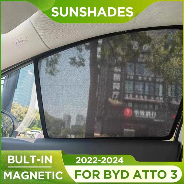 BYD ATTO 3（モデル）用 マグネット式リアサイドウィンドウサンシェード／BYD YUAN PLUS（2023-モデル）用 後部座席プライバシーカーテン 輸入品