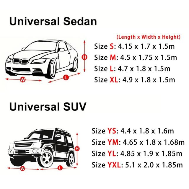 カーカバー 屋外用 車両保護 日除け 雪対策 UVカット カバー SUV セダン 自動車用 サンシェード 防塵 防水 ブラック シルバー 輸入品