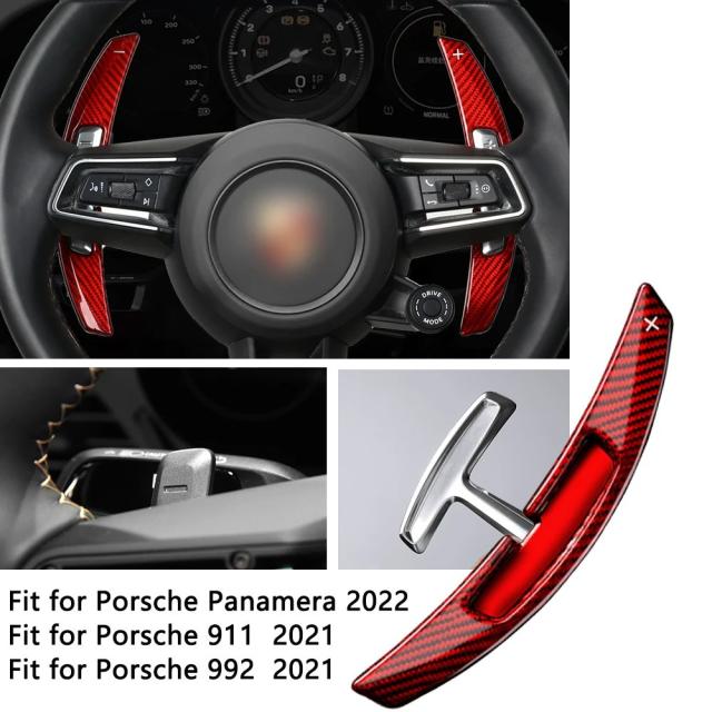 ポルシェ911 992（2021-式）／パナメーラ（式）用 リアルカーボンファイバー ステアリングホイール パドルシフター エクステンション シフトパドル アクセサリー 輸入品_2