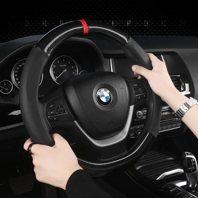 カーボンファイバーレザー 車用ステアリングホイールカバー 38cm BMW X1 X2 X3 X4 E84 F84 F39 E83 F25 G01 F97 F26 G02 F98 対応 自動車アクセサリー 輸入品_7