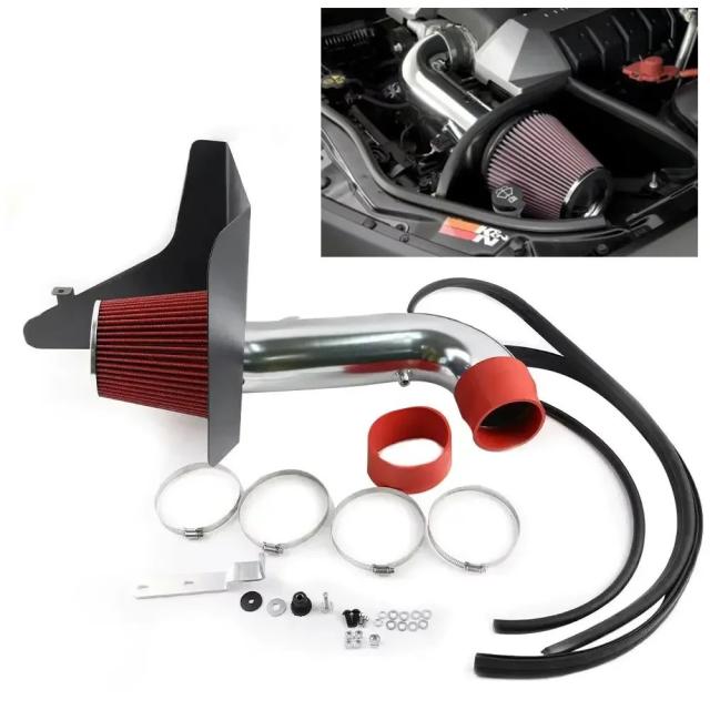 4インチ コールドエアインテークシステム キット + ヒートシールド レッドフィルター カマロ 6.2L V8 2010-2015 輸入品