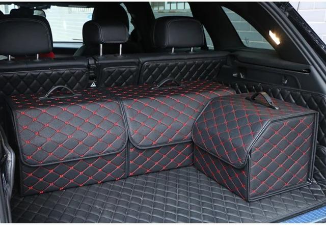 カー トランク オーガナイザー ボックス 大容量 自動車用 多用途 ツール 収納 バッグ 折りたたみ レザー 緊急 保管 ボックス 輸入品_9