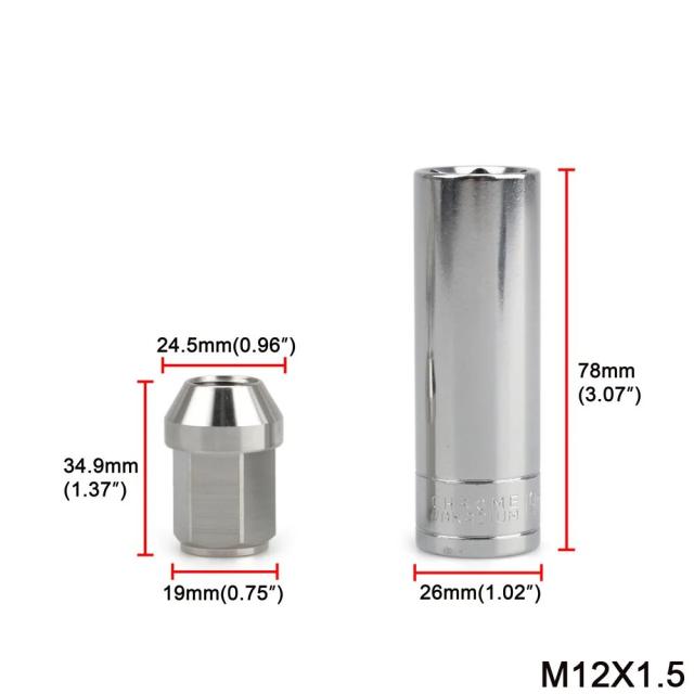 レトロフィット ホイールナット M14×1.5 M12×1.5 M12×1.25 19HEX 35mm ステンレススチール スリーブ付 タイヤスクリュー ラグナット 外装パーツ 輸入品_1