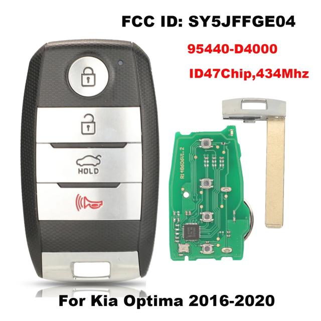 キア・オプティマ 2016-2020 専用 スマートキー リモコンキー 4ボタン 434MHz ID47チップ 互換品 (型番: SY5JFFGE04 / 95440-D4000) 輸入品
