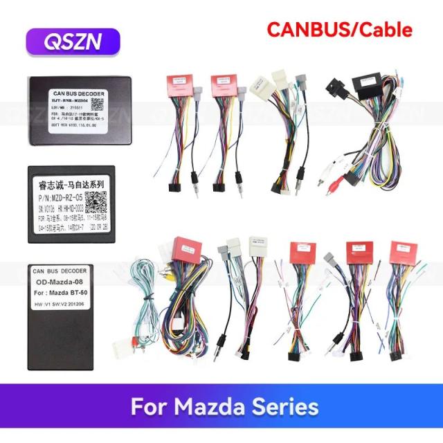 QSZN マツダ CX-5/3/6/CX-9/2/CX-7/アクセラ 専用 Android 16ピン ワイヤーハーネス ケーブル Canbus ボックス アダプター デコーダー コネクター MZD-XB-02 輸入品