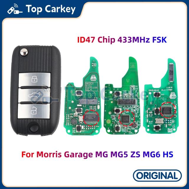 トップカーキー オリジナル OEM スマートリモートキー キーレスゴー ID47チップ 433MHz FSK モーリスガレージ MG MG5 ZS MG6 HS 専用 輸入品