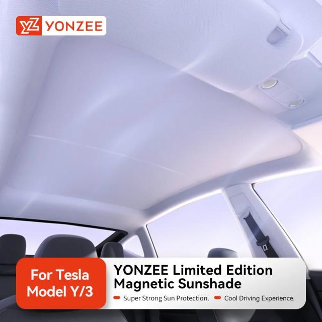 YZ マグネット式サンシェード クリップ - Tesla Model 3 / Y ハイランド ジュニパー 2021-25年 グラスルーフ用 フロント＆リア サンルーフ スカイライト サンシェード 輸入品