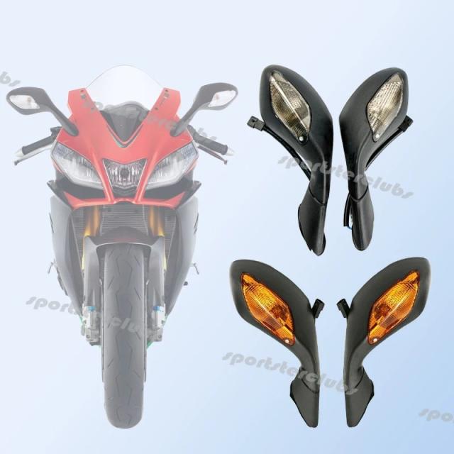 アプリリア RSV4/RSV1000（2004-2016年モデル）用 ウインカー内蔵 リアビューサイドミラー モーターサイクルパーツ 輸入品