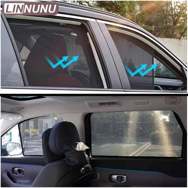 LINNUNU メルセデス・ベンツ Sクラス W220 W221 W222 用 マグネット式 サンシェード メッシュカーテン 車内用 UVカット インテリア アクセサリー 輸入品
