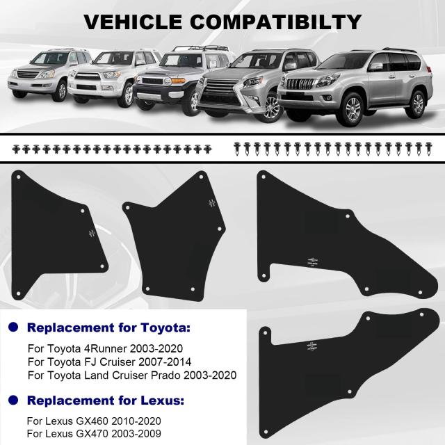 トヨタ 4Runner 2003-2020 FJクルーザー 2007-2014 用 スプラッシュガード フェンダーライナーシールド 内側マッドフラップ 53735-35150, 53886-35020 輸入品_13