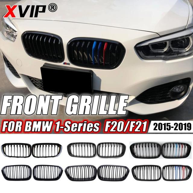 XVIP 1ペア フロントグリル BMW 1シリーズ F20 F21 2012-2019 用 グロスブラック キドニーグリル 交換用 レーシングフロントバンパーグリル 輸入品