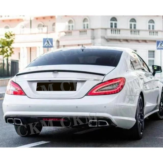 CKMUUER カーボンファイバー リアバンパーリップスポイラー メルセデスベンツ CLSクラス W218 CLS550 GLS63 AMG 2011-2017 フィン シャークスタイル ディフューザー 輸入品_18