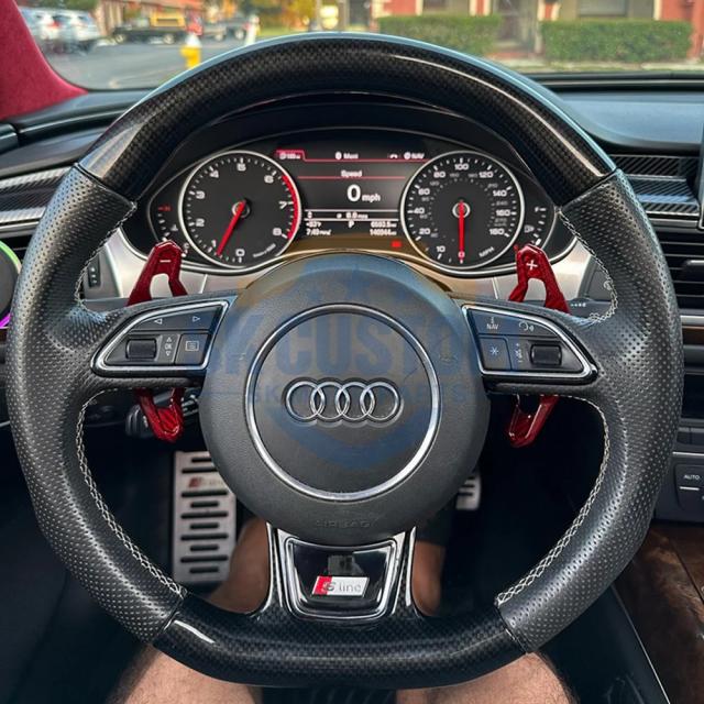 アウディ A3 S3 RS3 A4 B9 S4 RS4 A5 S5 RS5 A6 S6 A7 A8 S8 Q3 Q5 Q7 RS6 C7 C8 RS7 TT 用 カーボンファイバー ステアリングホイール パドルシフト 輸入品