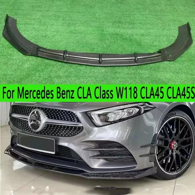 メルセデス・ベンツ CLAクラス W118 CLA45 CLA45S 用 カーボンファイバー フロントバンパーリップ フロントリップディフューザー フロントチンスポイラー ボディキット 輸入品