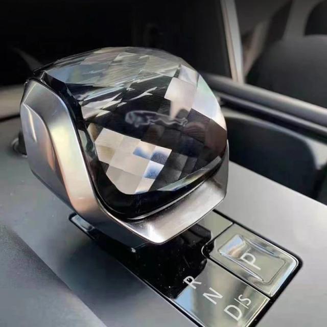 ジャガー F-Pace 2021-2023 年式 リアルクリスタル ギアシフトノブ カバー シフター カーバッグ ギアボックスボタンハンドル 車内アクセサリー 改造パーツ 輸入品