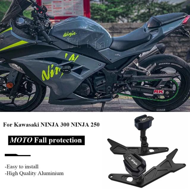 オートバイ用CNCフレームスライダー クラッシュパッド 転倒保護ガード カワサキ ニンジャ300 ニンジャ250 (2013-モデル) 対応 輸入品