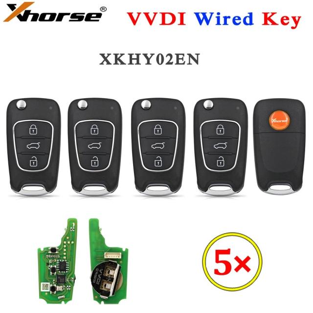 5個セット Xhorse XKシリーズ XKHY02EN ユニバーサルワイヤーレモート VVDI カーキー VVDI2 / VVDI Mini / Key Tool Max 用 ヒュンダイスタイル 輸入品