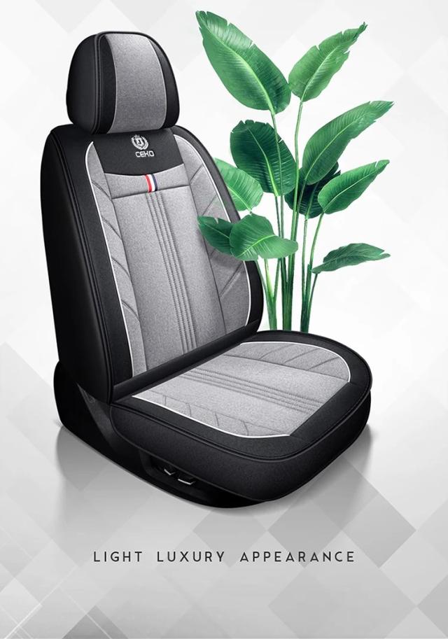 5個セット ユニバーサルカーシートカバー 麻 オールシーズン 自動車内装アクセサリー ほとんどのセダン・SUV・ピックアップトラック対応 輸入品