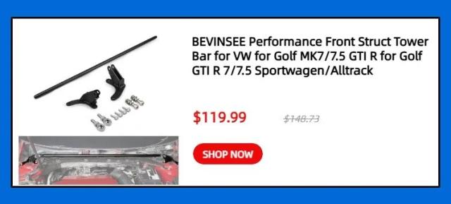 BEVINSEE パフォーマンス フロントストラットタワーバー VW Golf MK7/7.5 GTI/R 対応 輸入品_9