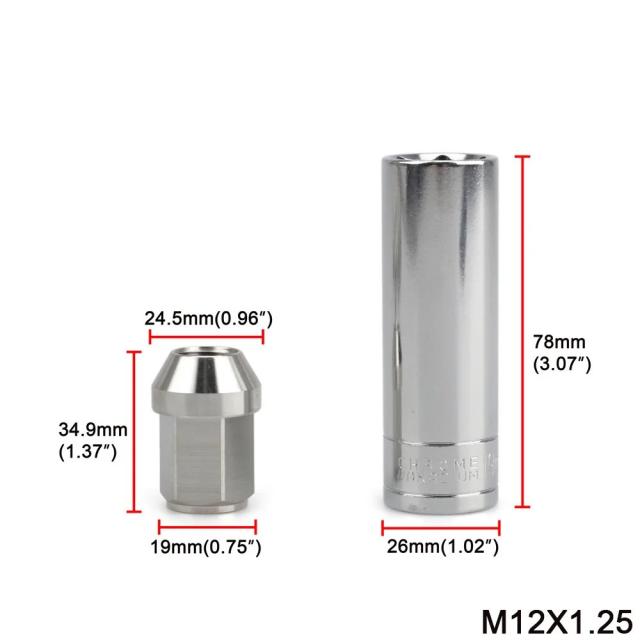 レトロフィット ホイールナット M14×1.5 M12×1.5 M12×1.25 19HEX 35mm ステンレススチール スリーブ付 タイヤスクリュー ラグナット 外装パーツ 輸入品_14