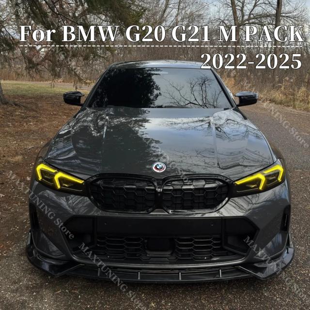 マクストンスタイル フロントバンパーリップ スプリッター スポイラー for BMW 3シリーズ G20 G21 LCI Mスポーツ 2022-2025 フェイスリフト ディフューザー ボディキット チューニング 輸入品