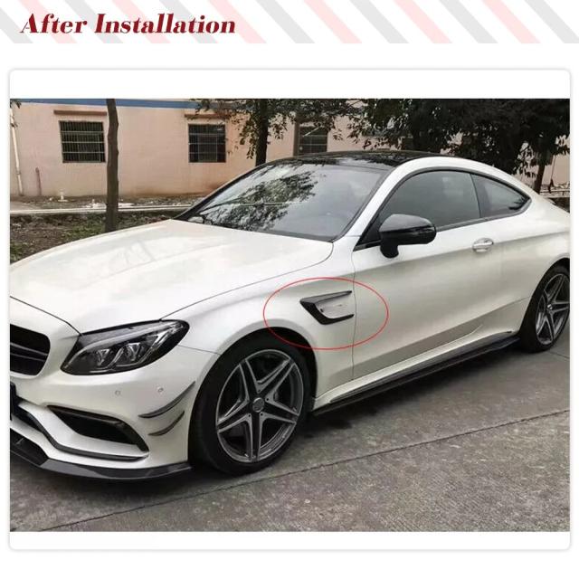 メルセデス・ベンツ Cクラス W205 C205 C63 AMG クーペ 2015-2017 カーボンファイバー/FRP ブラック サイドフェンダーベント トリム カナード フィン 輸入品_2