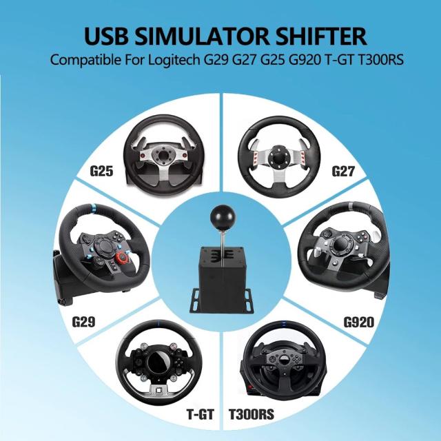 PC USB Hシフトレバー ロジテック G27 G29 G25 G920 ETS2 シミュレーションレーシングゲーム用 スラストマスター T300RS/GT シフトノブ 輸入品_13