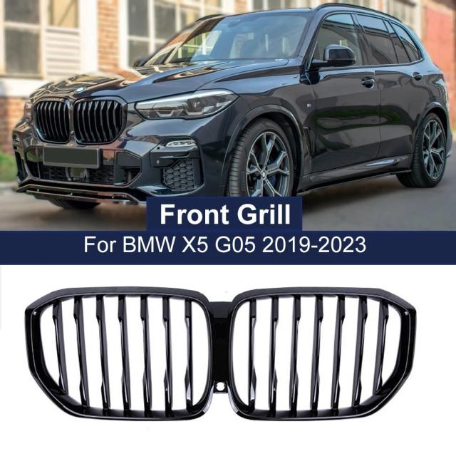 BMW X5 G05用 フロントラジエーターグリル 交換用 ABS製 1本スラット 光沢ブラック 車両スタイリング 2018-モデル 輸入品