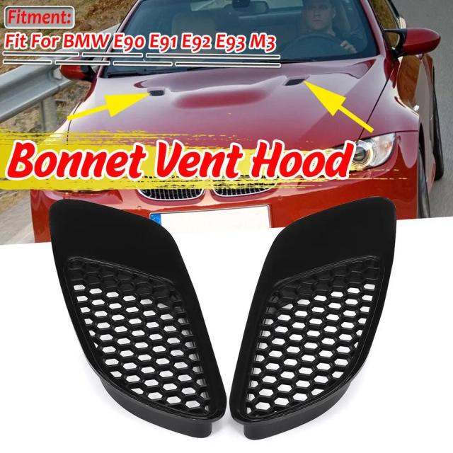 2個セット 光沢ブラック/カーボン調 エンジンフードベントルーバー エアスクープ ボネットベントカバー BMW E90 E91 E92 E93 M3用 輸入品