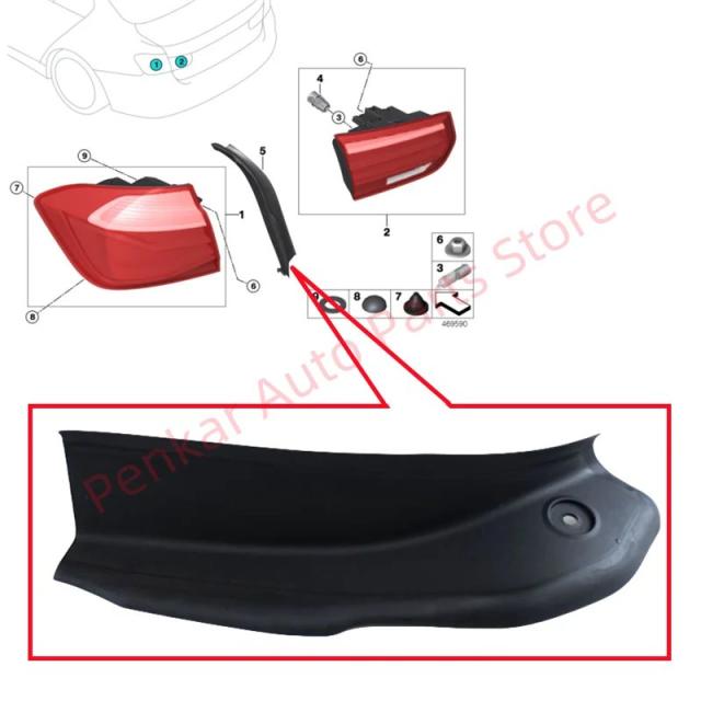 BMW F30 F35 テールライト・ドリップレールカバー インポート品