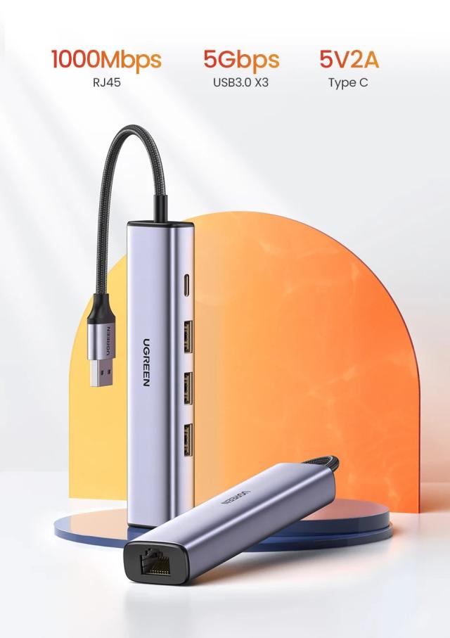 UGREEN USB3.0 イーサネットアダプター 1000/100Mbps HUB搭載 RJ45 LAN ネットワークカード ノートPC Xiaomi Mi Box Macbook Windows USB-C HUB対応 輸入品_9